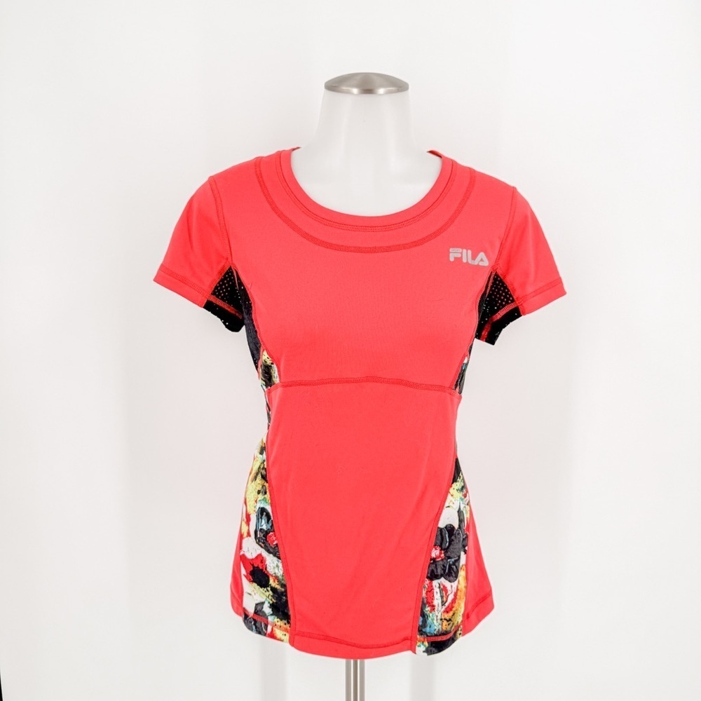 Fila Women's Red and Black Short Sleeve Tee